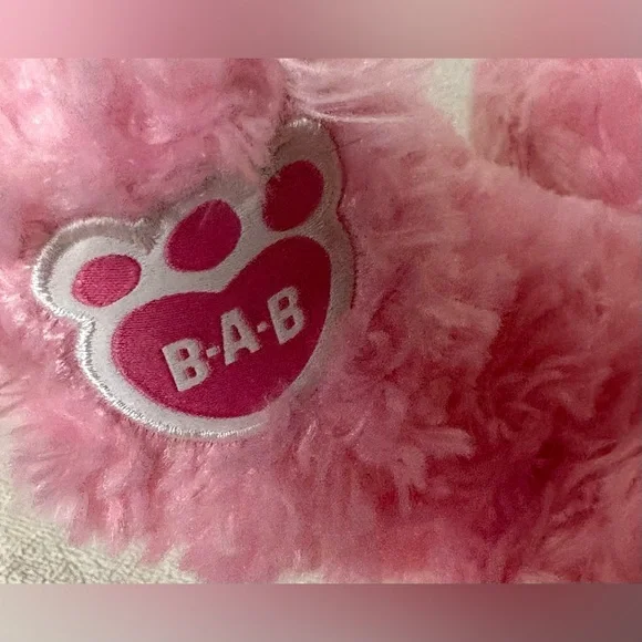Build A Bear Teddy Bear Plush Pink 16" Retired Plush Heart Nose Blue Eyes - Picture 4 of 7